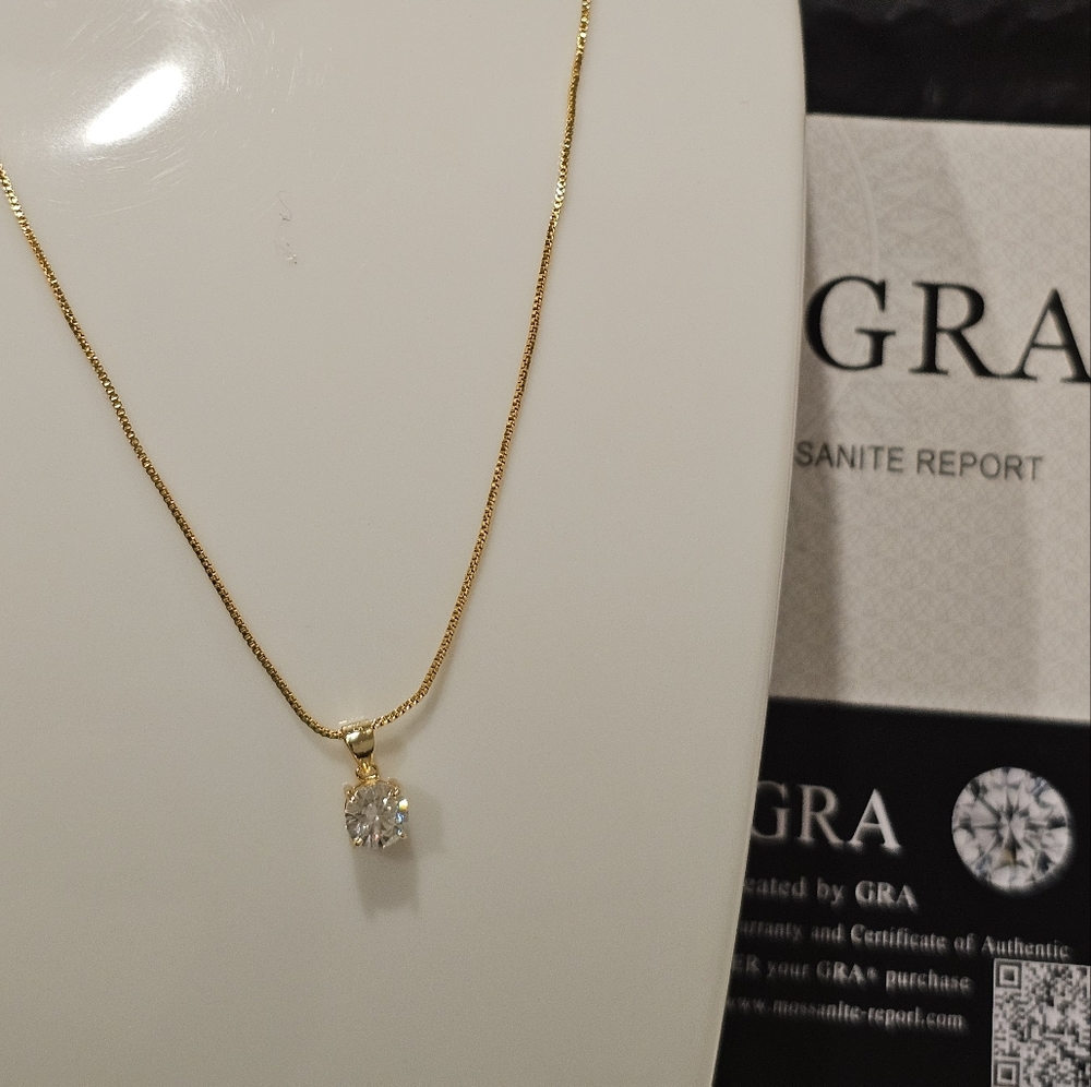 1PC 1.0carat Moissanite Diamond Necklace/GRA Certificate/CHAIN 925/18k GOLDPLATE